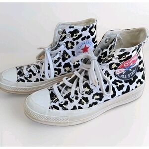 Leopard Cheetah Animal Print Converse Chuck Taylor Hi Top Shoe Women's 7 /Mens 5